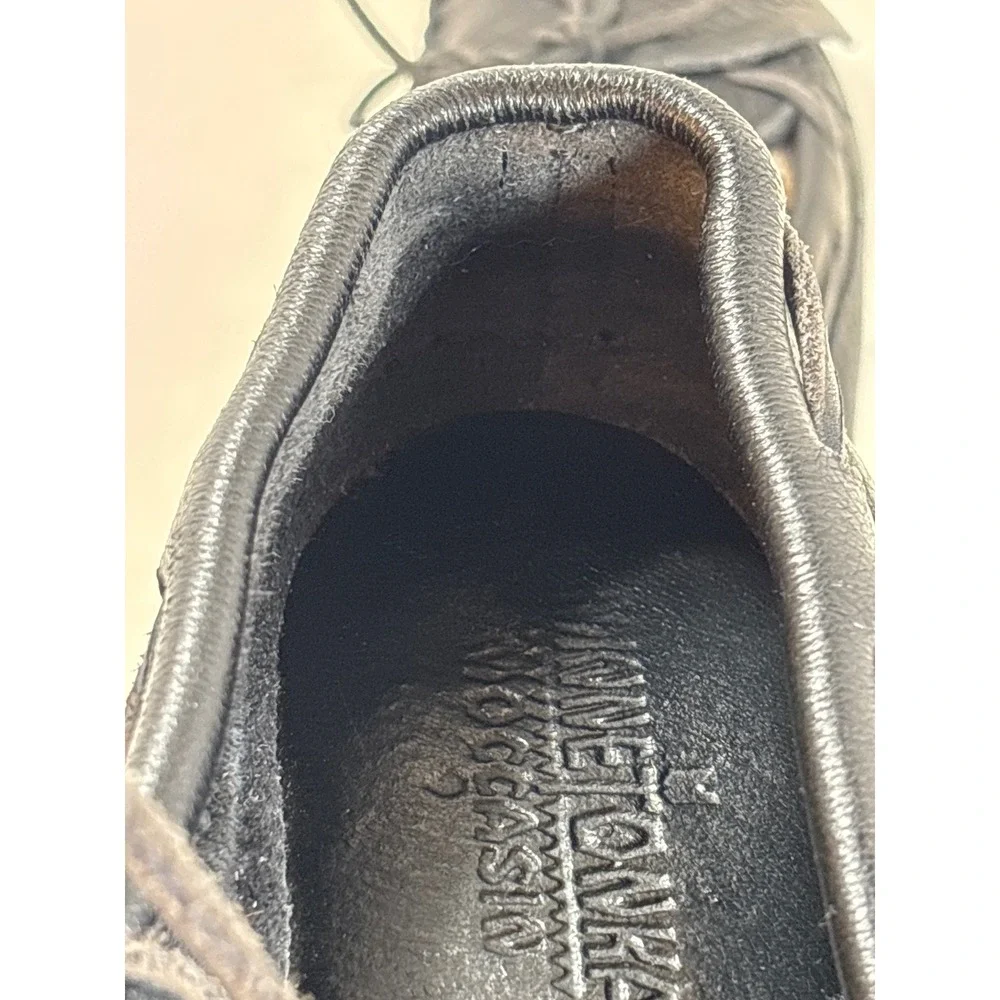 Minnetonka Moosehide Classic Moccasins Black Leather Loafers Men 8.5 US